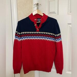 Club Room Red and Navy Crewneck Sweater